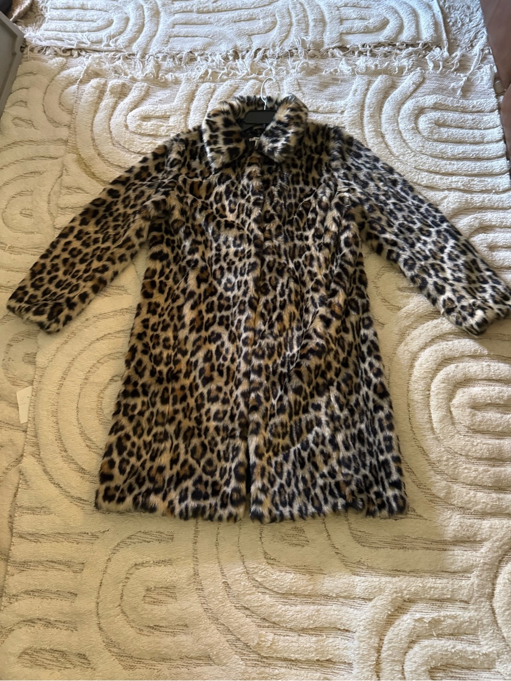Leopard Print Faux Fur Coat - Brown/Black